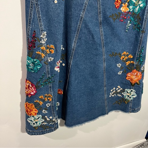 NEW Free People x Driftwood Embroidered Denim Maxi Skirt Size 29 - Picture 10 of 14